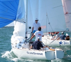 Competitive sailing during the J22 Commodores Cup