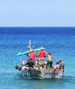Cuban migrants travel on