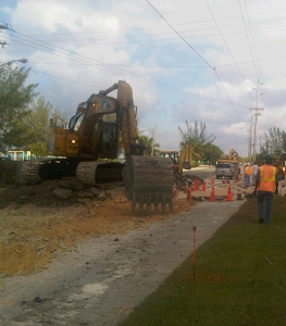 West Bay Road dug up