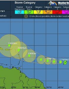 Latest tropical storm heading west across Atlantic