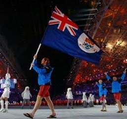 Dow waves flag for Cayman at his 2nd Winter Games
